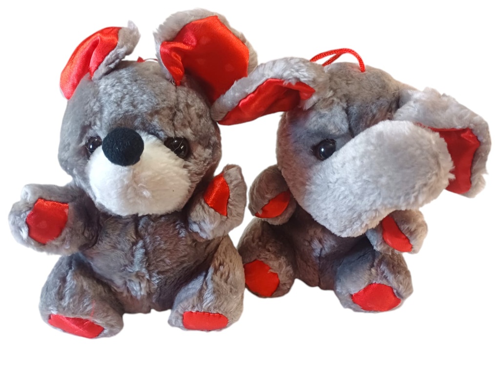 [ART2293] PELUCHE CHICO OSO/ELEFANTE GRIS Y ROJO