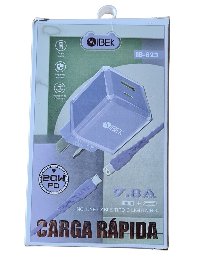 CARGADOR CON CABLE IPHONE OD 7.8A