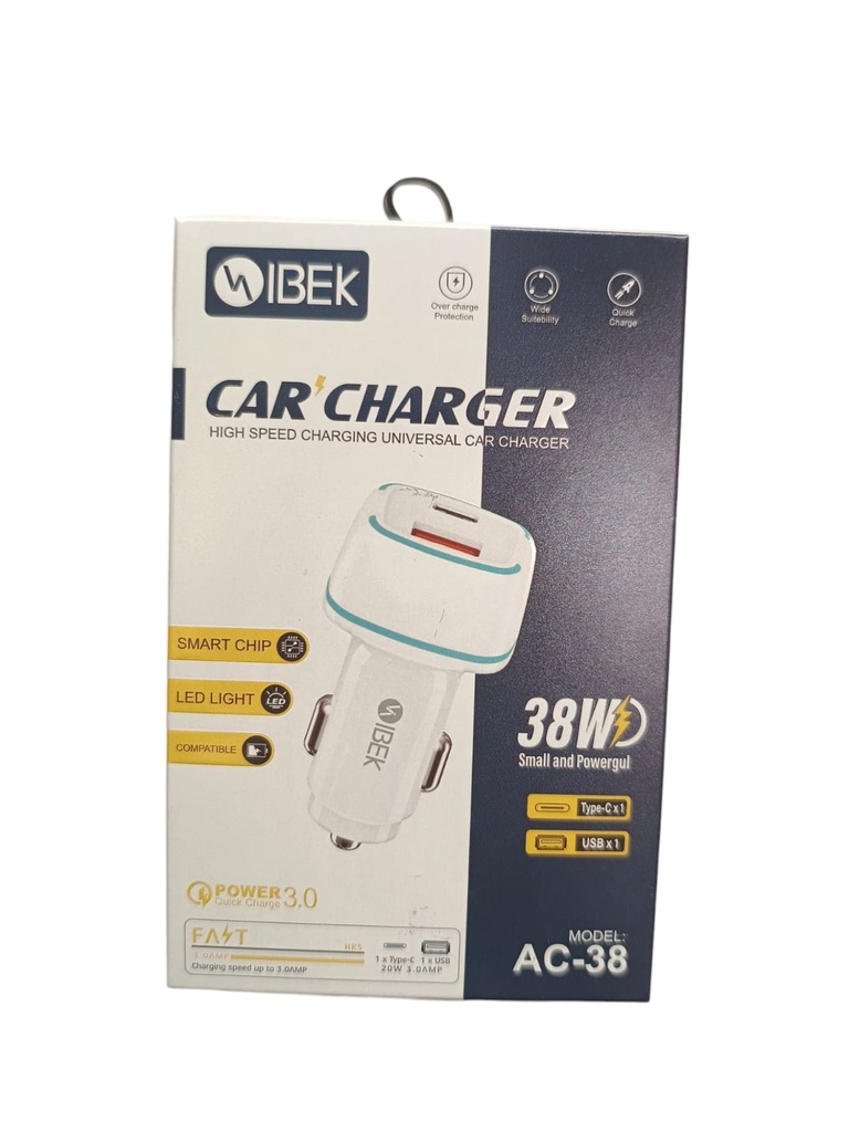CARGADOR AUTO PD 38W AC-38
