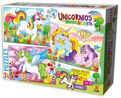 ROMPECABEZAS UNICORNIOS 3 EN 1 40PZAS