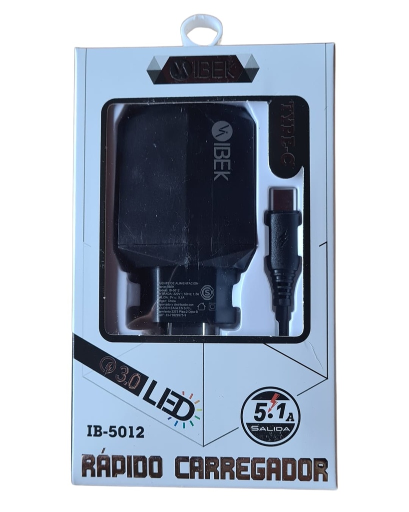 CARGADOR TURBO TYPE C IBEK 5.1A