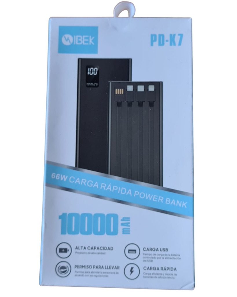 CARGADOR POWER BANK CARGA RAPIDA 10.000MHA PD-K7