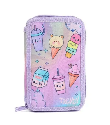 🔵CARTUCHERA ESCOLAR 2 PISOS TRENDY C/UTILES (T-REX)