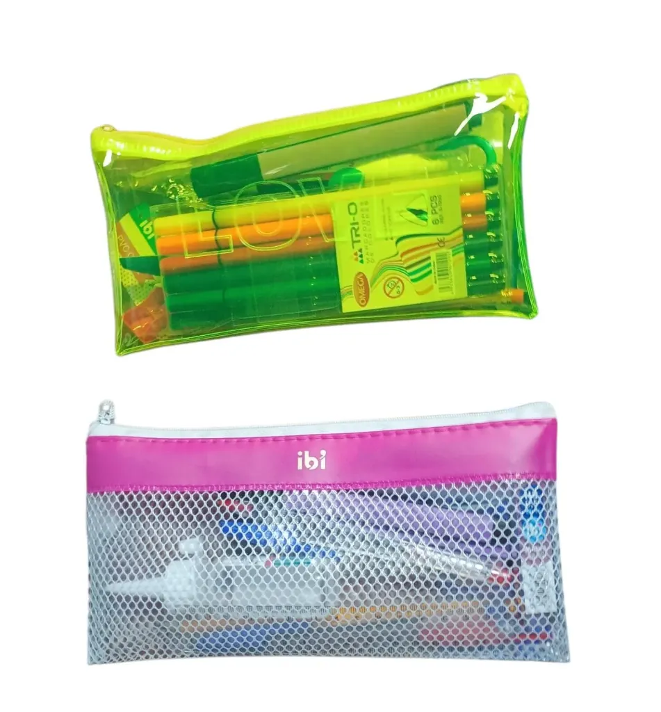 🔵CARTUCHERA IBICRAFT PVC CIERRE C/UTILES (Con Red)