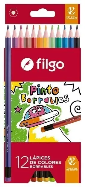 🔵Lapices Colores Filgo Pinto Borrables x12