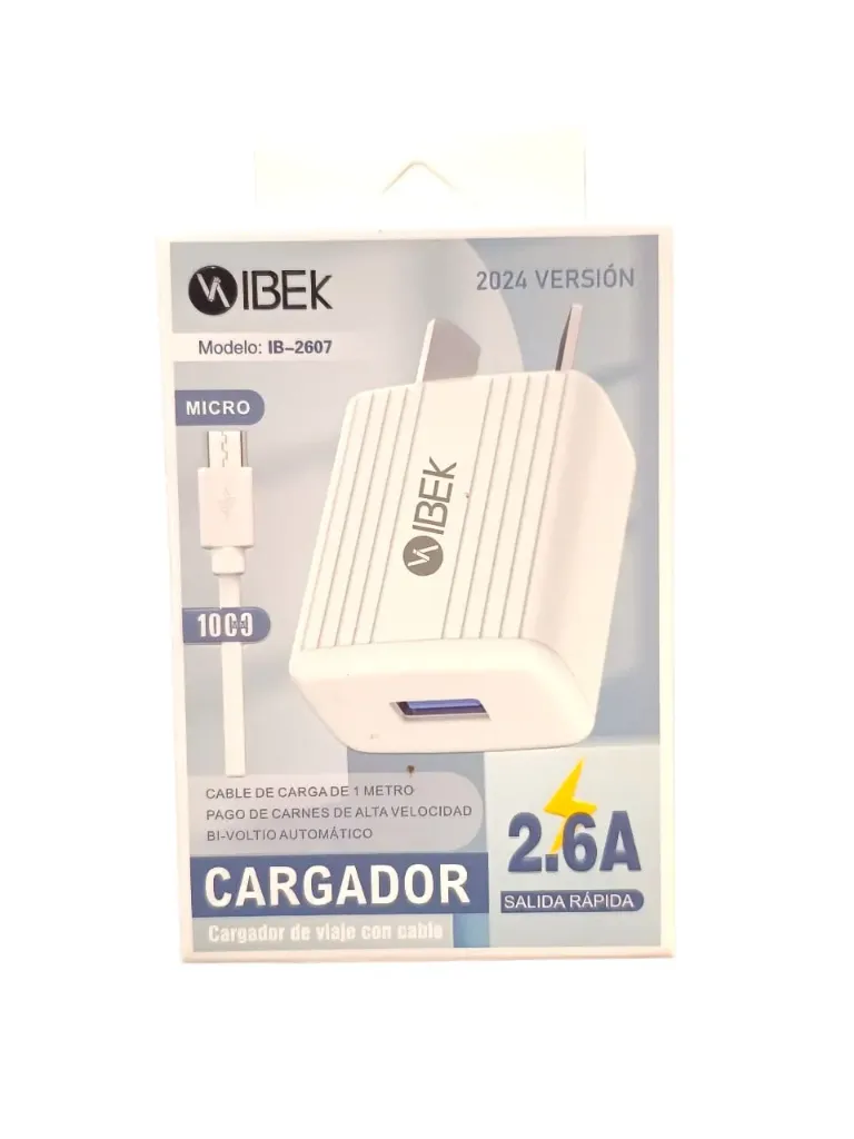 CARGADOR CON CABLE 2.6A IBEK V8