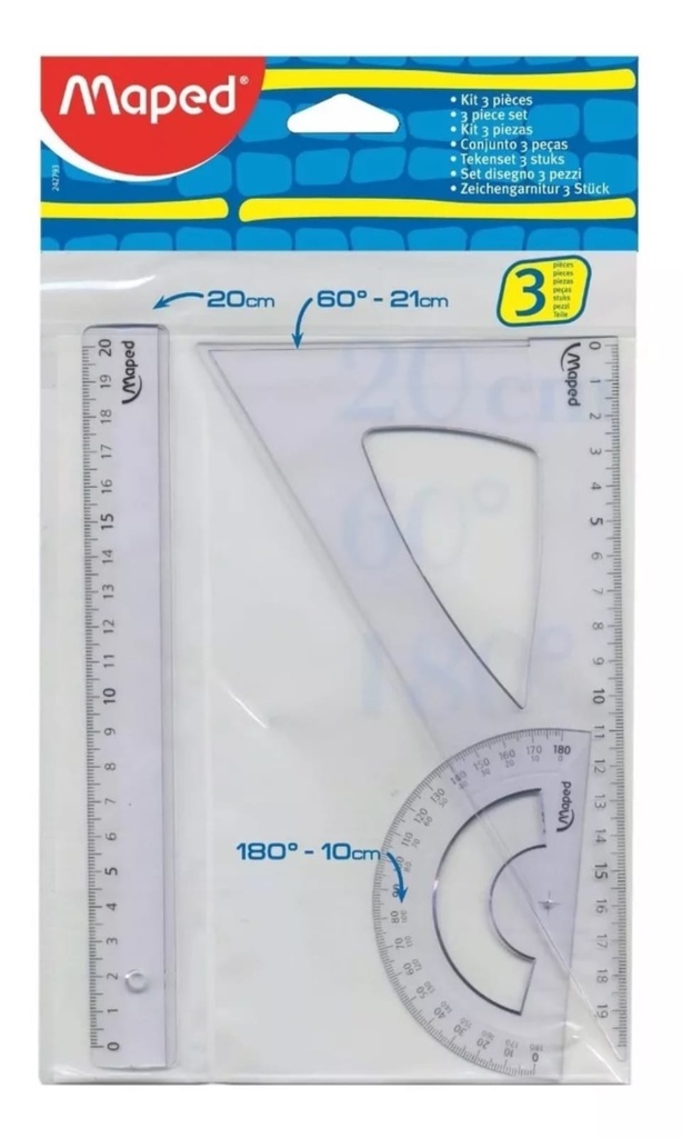 🔵Set de Reglas 20cm Geometria 3pc En Bolsa Maped