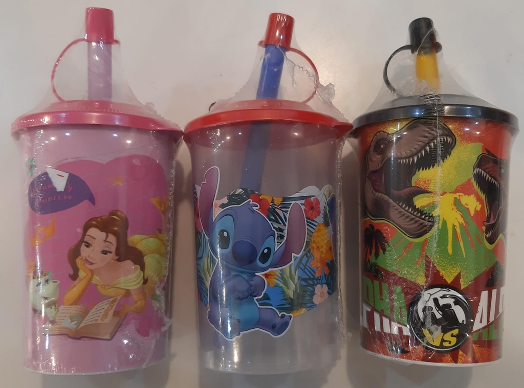 Vaso Personaje Plastico Tapa Sorbete